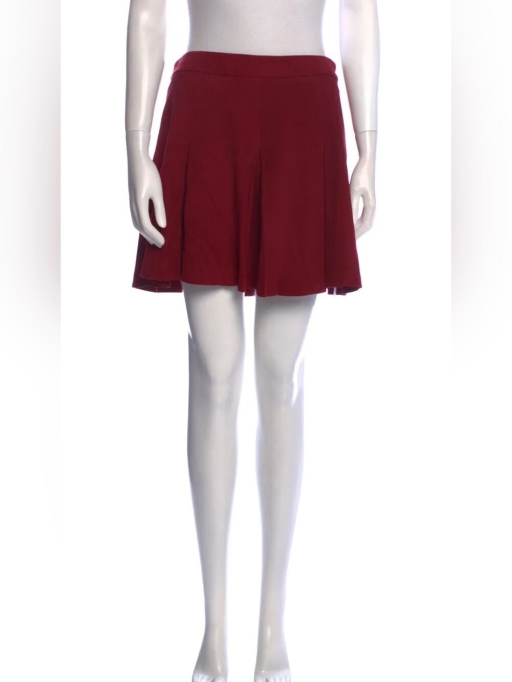 $495 ALICE + OLIVIA “Lee” Red Suede Leather Mini Skirt Size 8